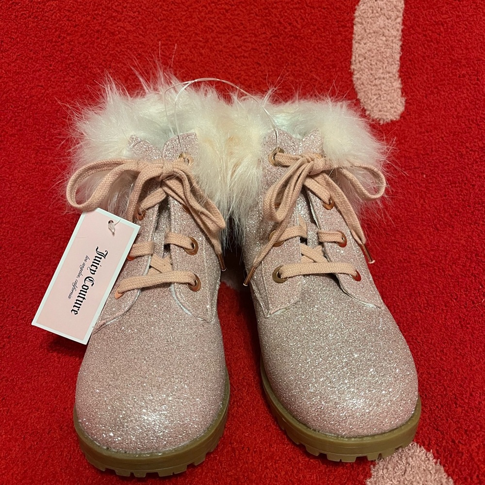 Juicy Couture pink glitter booties